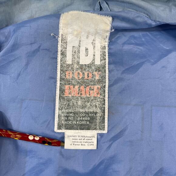 Vintage UNC Tar Heels Bugs Bunny Looney Tunes Jacket Blue 100% Nylon 90s Size L - Picture 8 of 16